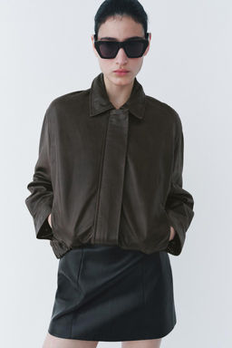 ZW COLLECTION LIMITED EDITION 100% LEATHER SHORT SKIRT - Zara фото 2