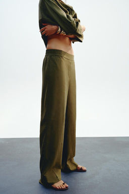 WIDE-LEG LINEN-BLEND TROUSERS - Zara фото 3