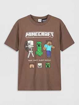 Bisiklet Yaka Minecraft Bask?l? Erkek ?ocuk Ti??rt