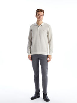 Polo Yaka Uzun Kollu Erkek Sweatshirt