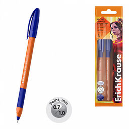 Цена за 50 шт. Ручка шариковая ErichKrause U-109 Stick&Grip Orange 0.7, Ultra Glide Technology, цвет чернил синий (в коробке по 50 шт.)  фото 2