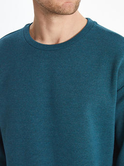 Bisiklet Yaka Uzun Kollu Erkek Kal?n Sweatshirt