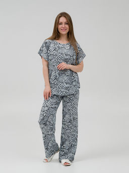 Штапельные, свободные, прямые брюки серые - Odis фото 3