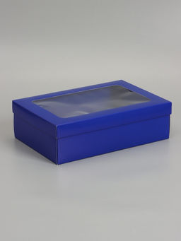 Цена за 5 шт. Коробка складная, крышка-дно «Синяя», с окном 30×20×9 см