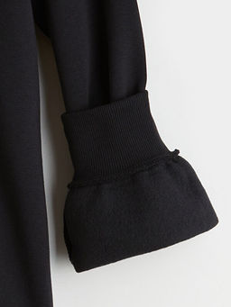 Bisiklet Yaka Ta?l? Kad?n Kal?n Sweatshirt