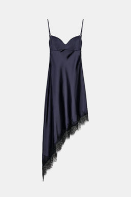 ASYMMETRIC SATIN LACE DRESS - Zara фото 5