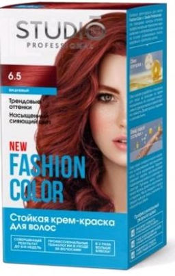 Студио "Fashion Color" Стойкая краска д/в тон 6.5 Вишнёвый, 50/50/15мл.(6) / 95610