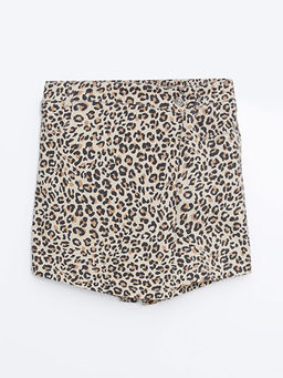 Beli Lastikli Leopar Desenli K?z ?ocuk ?ort Etek