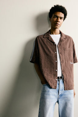 CAMISA BANDAS BORDADO CONTRASTE / Marr?n - Zara фото 5
