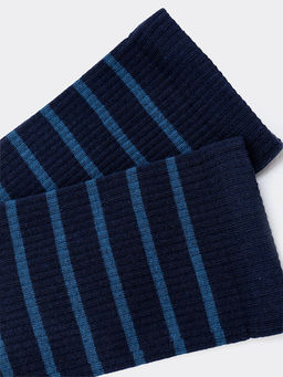 Цена за 5 пар! Носки мужские классические темно-синие в серую полоску - Mark formelle фото 4