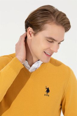 Мужской шафрановый трикотажный свитер Basic - U.s. polo assn фото 2