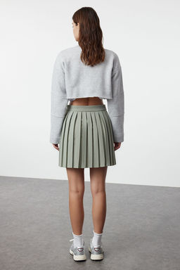 Ac?k Haki Pileli Mini Dokuma Etek TWOAW21ET0111