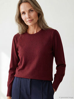 Bisiklet Yaka Ta?l? Kad?n Triko Kazak