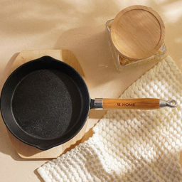 Сковорода SL Home, d=20, h=4 см, на деревянной подставке, индукция, чугун, чёрная