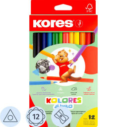 Карандаши цветные 12цв 3-гран,точилка Kores Jumbo 93512.01