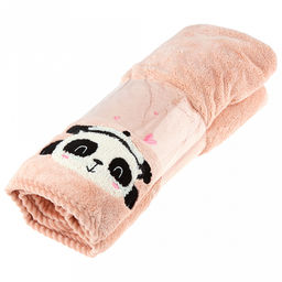 Полотенце из микрофибры "Панда" 70х140см, полиэстер 100%, с петелькой, бежевый (Китай)