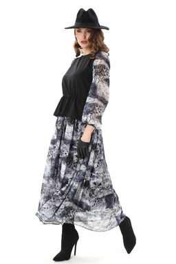 Платье NIKVA н740-19 чёрный и серая абстракция фото 4