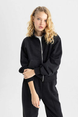 Толстовка на молнии из плотной моющейся ткани с эффектом потертости Cool - Defacto фото 5