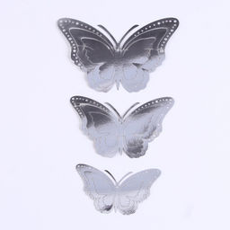 Цена за 3 шт. Топпер для торта «Бабочки», 12 штук, серебряный