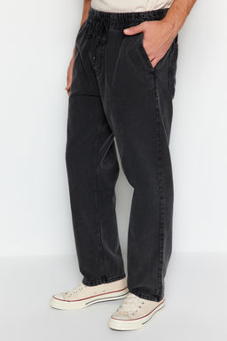 TRENDYOL MAN Siyah %100 Pamuk Regular Fit Beli Lastikli Jeans Bol Kot Pantolon TMNAW24JE00025 - Trendyolmilla фото 9