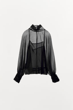 ZW COLLECTION SEMI-SHEER BLOUSE - Zara фото 13