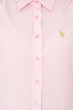 Женская базовая рубашка пудрового цвета с длинным рукавом Неожиданная скидка в корзине - U.s. polo assn фото 6