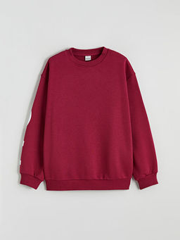 Bisiklet Yaka Bask?l? K?z ?ocuk Sweatshirt