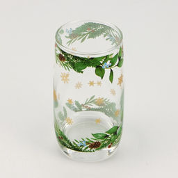 Стакан стеклянный новогодний Зимние цветы, 330 мл, золотая деколь