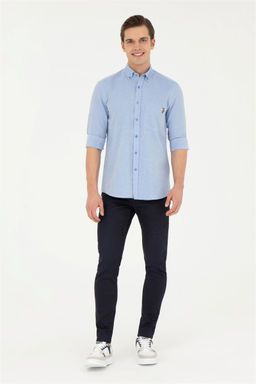 Мужская темно-синяя рубашка с длинным рукавом - U.s. polo assn фото 4