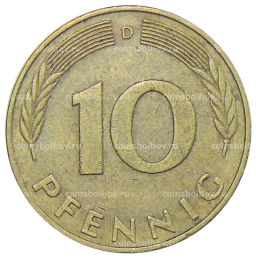 Монета 10 пфеннигов 1978 года D Германия
