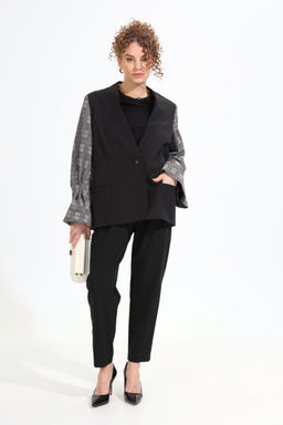 Жакет NIKVA н951-2 чёрный+серая клетка