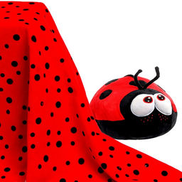 Ткань для рукоделия, велюр на трикотажной основе, на красном фоне чёрный горох, 45×50 см