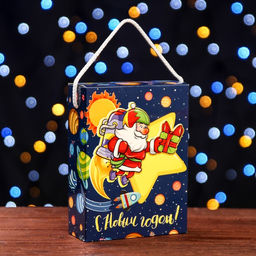 Цена за 5 шт. Подарочная коробка Космический привет, 14 х 5,5 х 19 см