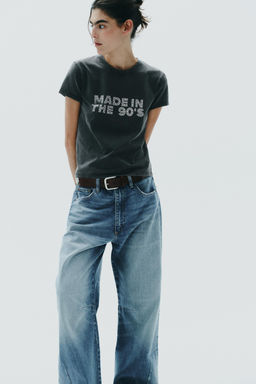 WASHED-EFFECT RHINESTONE T-SHIRT - Zara фото 11