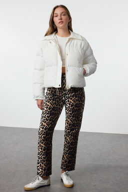 Ekru Oversize Kal?p Gomlek Yaka Fitilli Kadife Sisme Mont TWOAW25MO00230