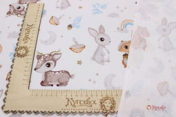 Сатин Лесная детвора цв.белый, ш.1.61м, хлопок-100%, 120гр/м.кв - Купава фото 4