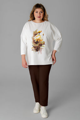 Арт. 2377 Костюм с брюками женский 52-60 (5 шт) Цвет:молочный,темно-коричневый