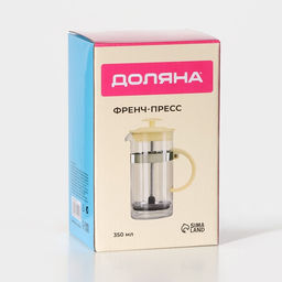 Заварочный чайник френч-пресс Доляна Гарсон, 350 мл, стекло, цвет молочный  фото 6