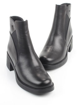 01-M43-6 BLACK Ботинки демисезонные женские (натуральная кожа, байка)