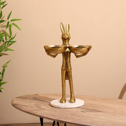 Конфетница двойная «Кролик угощает», 19×26×48 см, алюминий