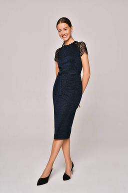 CONTE Прилегающее платье из мерцающей вискозы с кружевом LPL 1159 black-blue black-blue