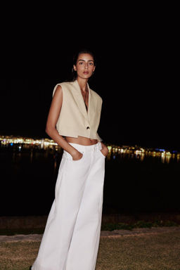 LINEN BLEND SHORT WAISTCOAT - Zara фото 8