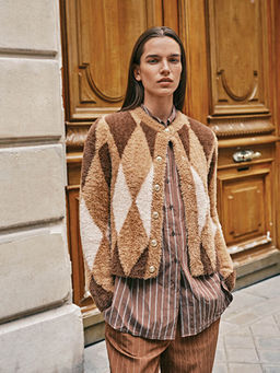 Bisiklet Yaka Baklava Desenli Kad?n Triko H?rka