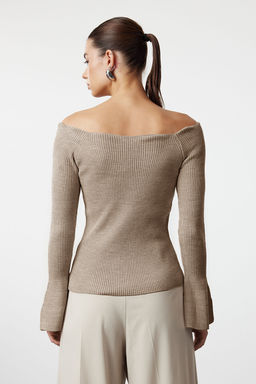 Siyah Carmen Yaka Triko Kazak TWOAW22KZ2218 - Trendyolmilla фото 19