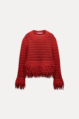 FRINGED KNIT SWEATER - Zara фото 4