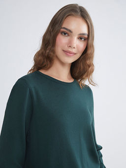 Bisiklet Yaka Kendinden Desenli Kad?n Triko Kazak