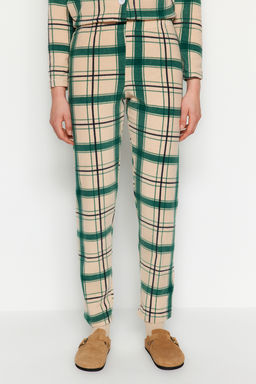 Trendyolmilla Yesil Nak?sl? Ekoseli Polar K?sl?k Orme Pijama Tak?m? THMAW24PT00175  фото 7