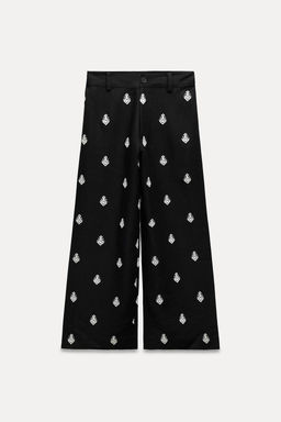 ZW COLLECTION CONTRAST EMBROIDERY CULOTTE TROUSERS - Zara фото 6