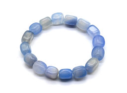 Браслет из агата тонированного прямоугольник 9*12мм цв.голубой