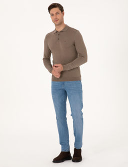 Vizon Melanj Slim Fit Polo Yaka Basic Triko Kazak - Pierre cardin фото 4